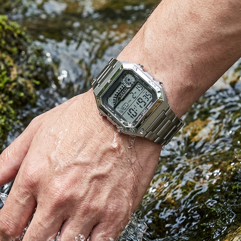 Unisex Vierkante Digitale Horloge met Lichtgevend Display