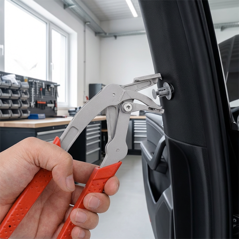 Multifunctioneel gereedschap voor het verwijderen van autoclips