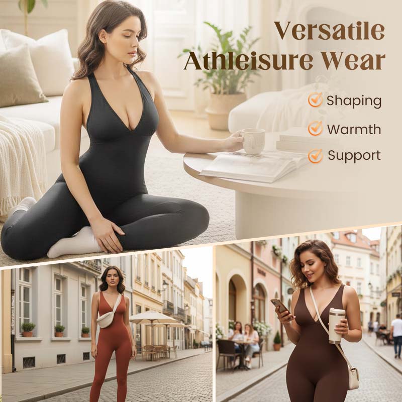 🥳 2026 HOT SALE 🥳💞 50K+ VERKOCHT! 🌸🦋 50% KORTING High-Stretch V-hals Jumpsuit – Comfort de hele dag voor fitness en meer. Ademend. flexibel en moeiteloos chic. Jouw go-to voor beweging. 🧘‍♀️💫