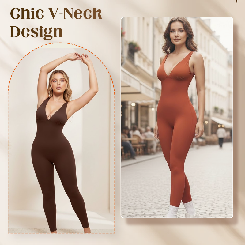 🥳 2026 HOT SALE 🥳💞 50K+ VERKOCHT! 🌸🦋 50% KORTING High-Stretch V-hals Jumpsuit – Comfort de hele dag voor fitness en meer. Ademend. flexibel en moeiteloos chic. Jouw go-to voor beweging. 🧘‍♀️💫