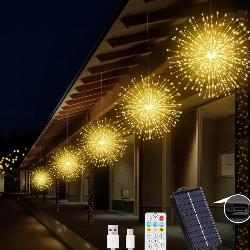 ✨ Zonne-energie Vuurwerk Lichtslinger – Magische Tuinverlichting voor Feesten & Avonden