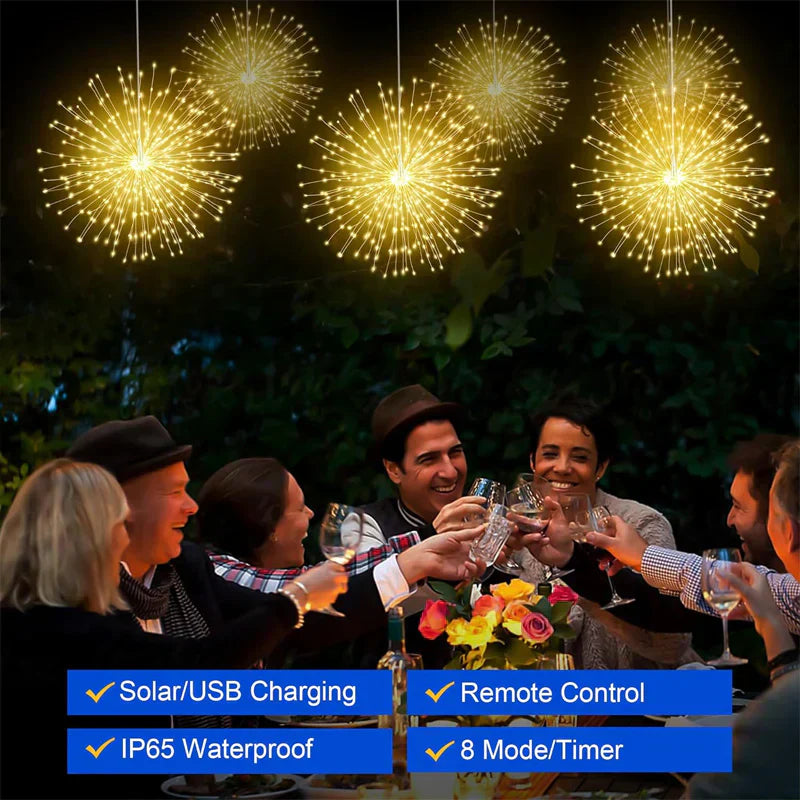 ✨ Zonne-energie Vuurwerk Lichtslinger – Magische Tuinverlichting voor Feesten & Avonden
