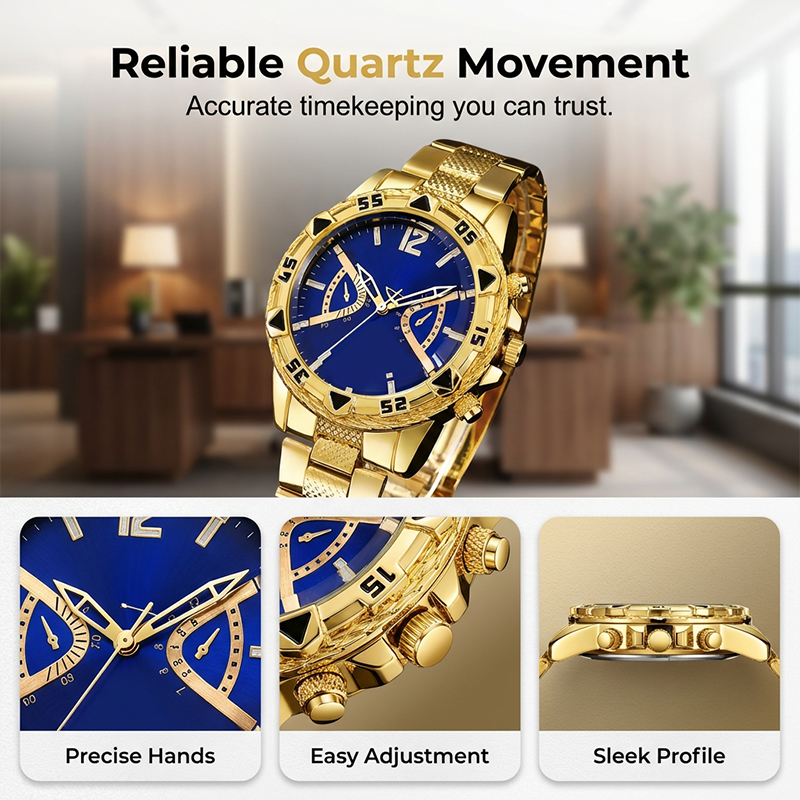 Klassiek herenhorloge van metaal met quartz uurwerk