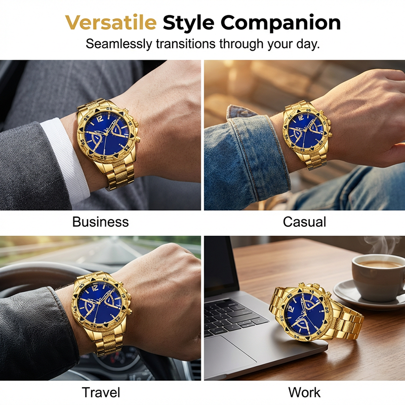 Klassiek herenhorloge van metaal met quartz uurwerk
