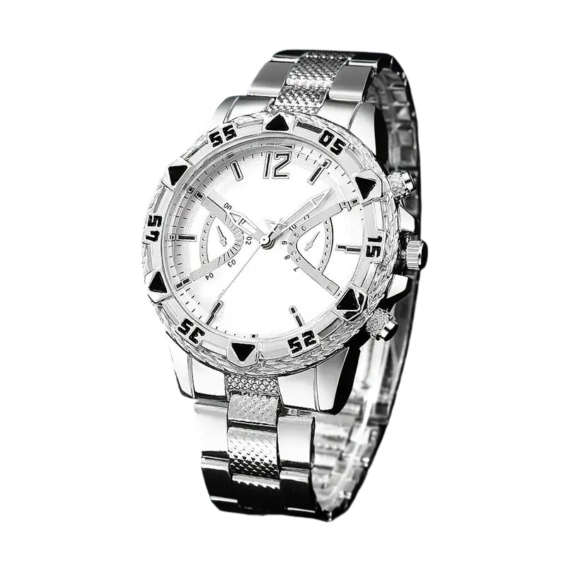 Klassiek herenhorloge van metaal met quartz uurwerk